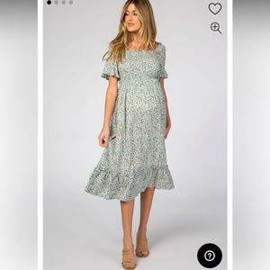 Teal floral maternity dress